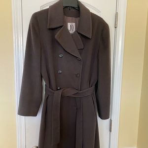 Jones New York chocolate brown long wool coat